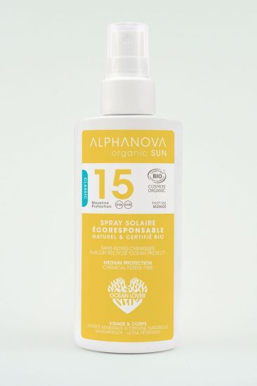 Orgaaniline monoi lõhnaline veekindel mineraalsete filtritega päikesekaitse sprei SPF15 125 ml