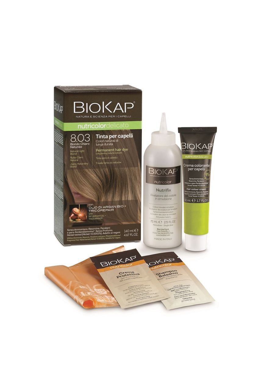 Püsivärv BIOKAP NUTRICOLOR DELICATO 8.03 naturaalne heleblond