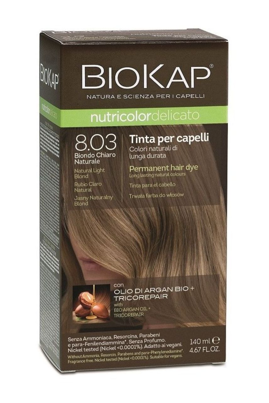 Püsivärv BIOKAP NUTRICOLOR DELICATO 8.03 naturaalne heleblond