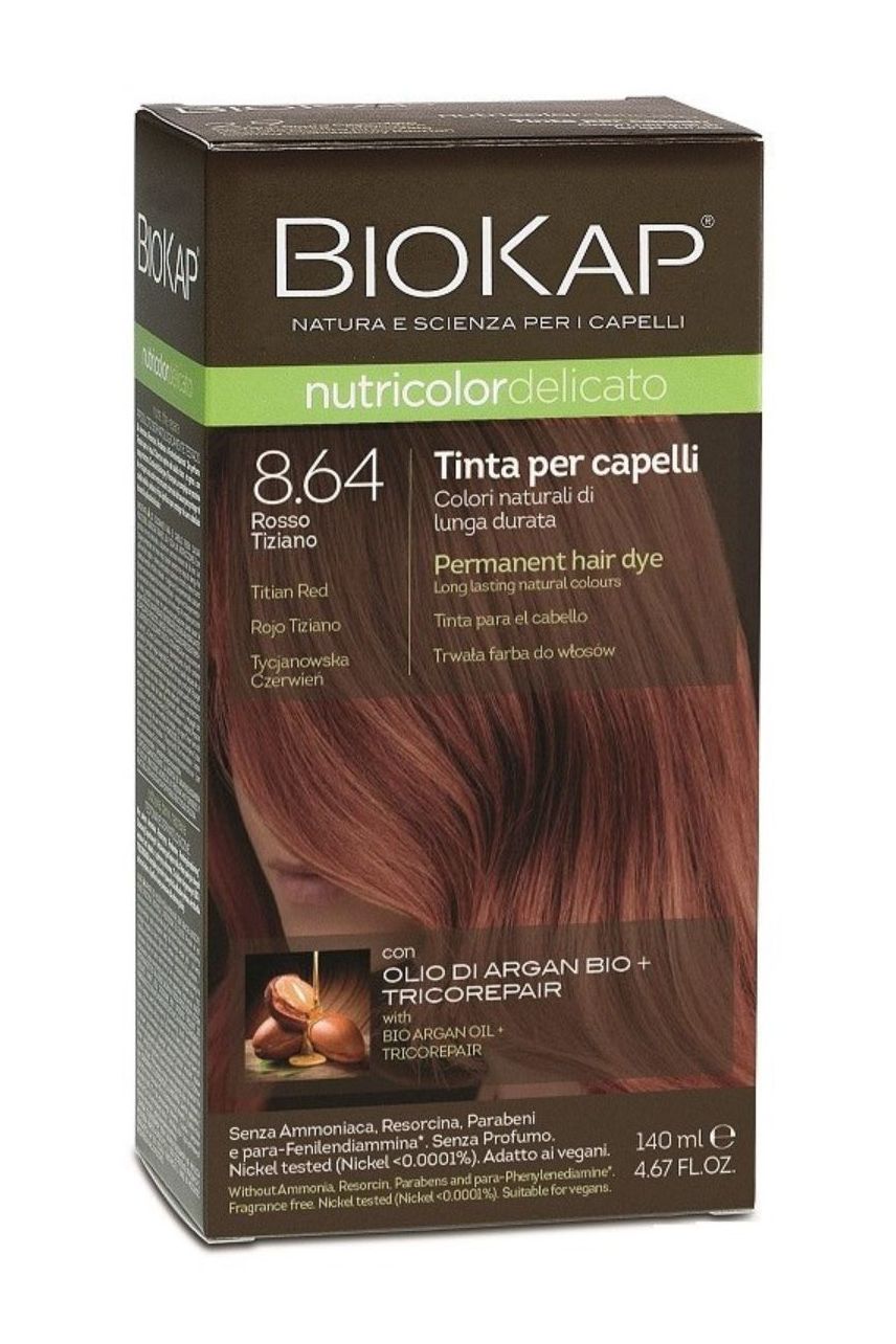 Püsivärv BIOKAP NUTRICOLOR DELICATO 8.64 titaanpunane