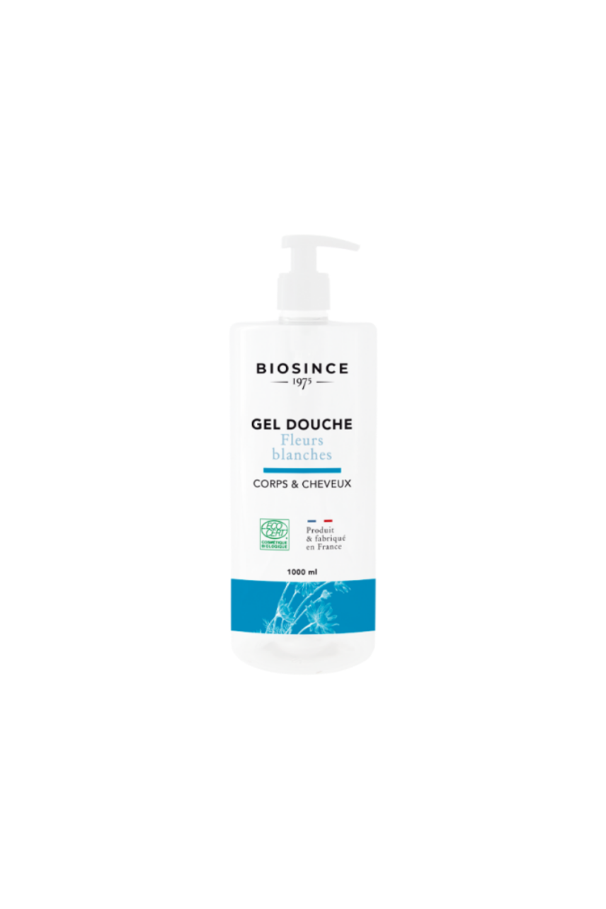 Biosince orgaanilinenahka niisutav dušigeel-šampoon valgete lillede lõhnaga kõikidele juukse- ja nahatüüpidele 1000 ml