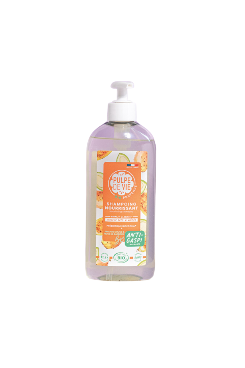 Orgaaniline šampoon kuivadele ja kahjustatud juustele prebiootikumide ja magusmandliga Nourish 400 ml
